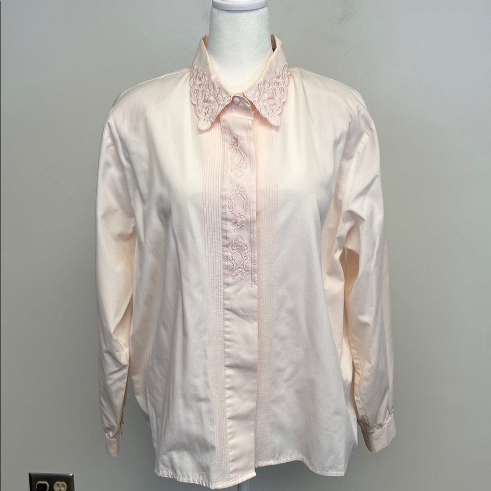 Karen Scott Women’s Light Soft Pink Grandma core Button down Blouse Size 18